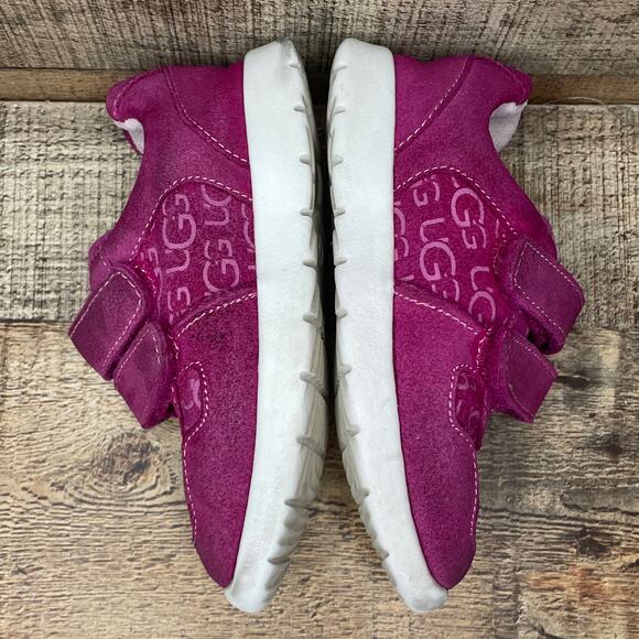 UGG Tygo Pink Fuchsia Suede Sneaker Shoes Velcro Size 8 - Picture 4 of 7